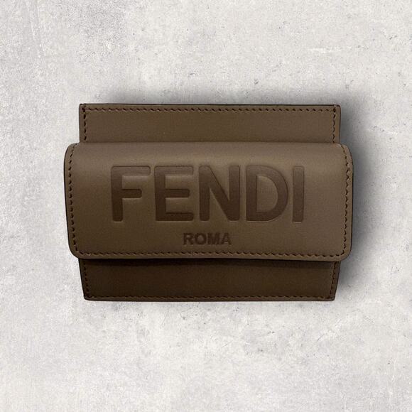Fendi Handbags - Fendi Roma Leather Card Holder Wallet Debossed Logo